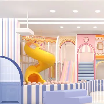Commercial macaron-themed playground supplier offers one-stop custom playground service with ninja course, climbing structures and full play equipment sets.
