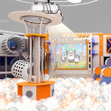 Dirolep Park Space Themed Commercial Children's Indoor Playground Customized Space Theme Kids Soft Play Area With Rainbow Net and Climbing Wall for Sale