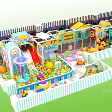 It offers a variety of factory-style play structures for kids to explore and enjoy in the indoor playground.