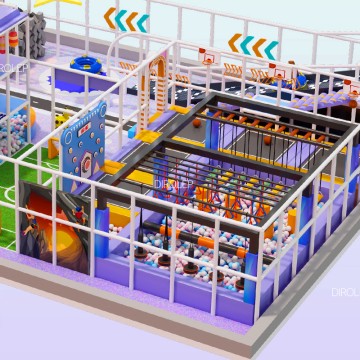 Dirolep ParK Trampoline High Quality Kids Space Theme Commercial Indoor Playground with Big Slides for Sale 1 Set Kindergarten Plastic Slide for Child