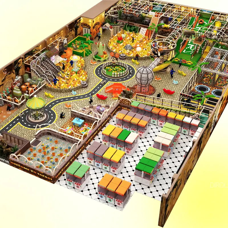 Jungle Themed  Indoor Jungle Gym Customized Themed Park Amusement Play Indoor Playground With Trampoline Park Climbing Wall