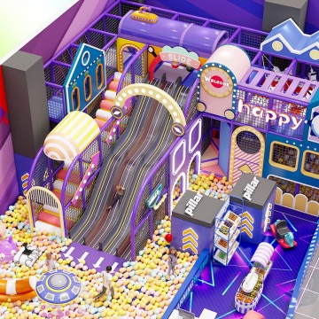 Space Themed Children Indoor Playground With Ball Pool and Slides Children Indoor Soft Play