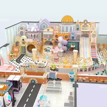 Dirolep ParK Macaroon Themed High Quality Kids Indoor Playground with Big Slides for Sale Indoor Park Indoor Children Soft Play Equipment Interactive Play Systems