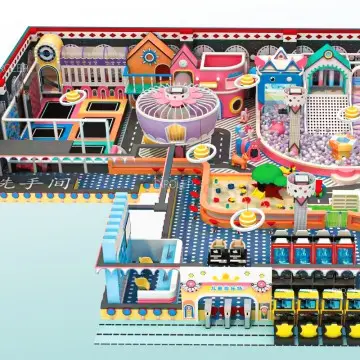 Trampoline park Kids Themed Indoor Playground Equipment colorful Macaron Themed Play Structures For Kids innovative  Themed Indoor Play Areas safe Indoor Play Equipment