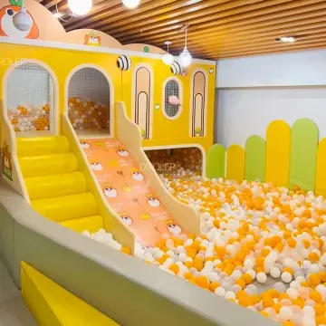 Child-safe Morandi indoor playground equipment from certified factory for indoor climbing, trampoline jumping and ninja course practice.