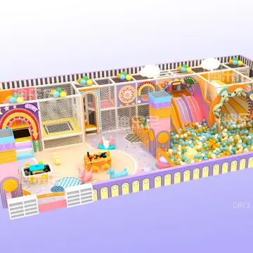 The trendy play sports hall indoor playground boasts advanced factory-inspired play equipment.