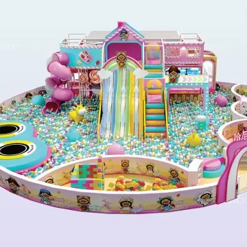 Macaroon Theme support customization of children's amusement park Design Slide Kids Plastic Indoor Playground For Children commercial Playground