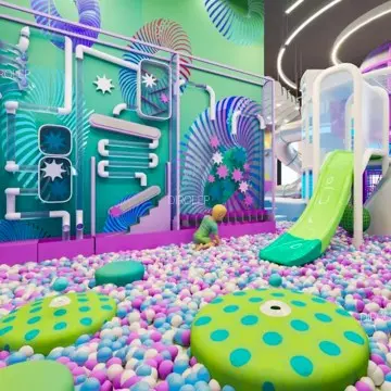 It integrates factory elements into the indoor playground, making every piece of equipment—from slides to climb walls—full of fun