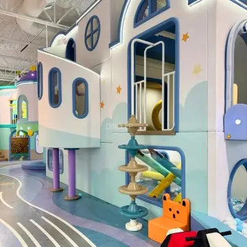 Wholesale Morandi Theme Indoor Playground from Direct Factory, Complete Play Equipment Including Plum Blossom Pile 360° Bicycle Ball Pit Slide