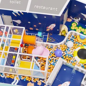 Dirolep Park Space Themed Indoor Playground with Art Painting Area Drawing Board Creative Art Education Combined Play Equipment