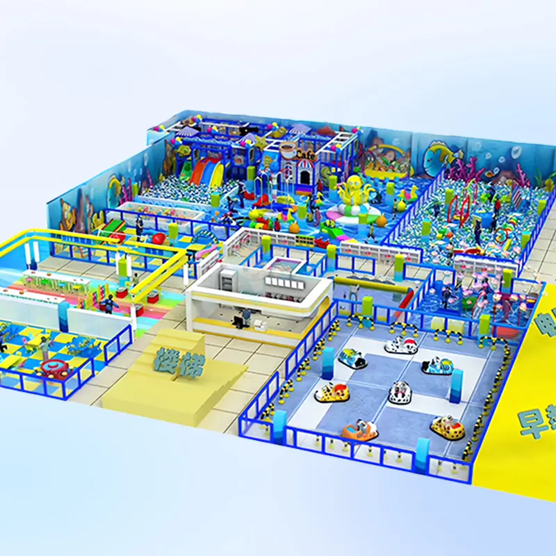 Ocean Themed Children Indoor Playground Premium Soft Play Blue Ocean With Indoor Trampoline