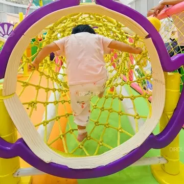 Child-safe Morandi indoor playground equipment from certified factory for indoor climbing, trampoline jumping and ninja course practice.