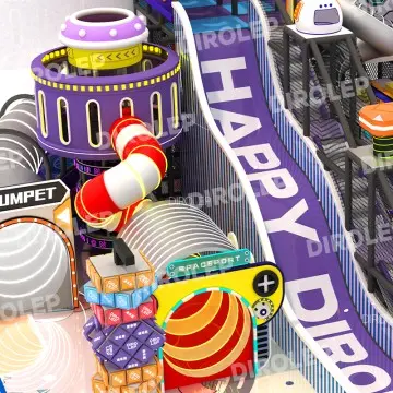 Dirolep ParK Large Indoor Playground Set with Spiral Slide Rope Net Climbing Obstacle Courses Ball Pool for Amusement Parks